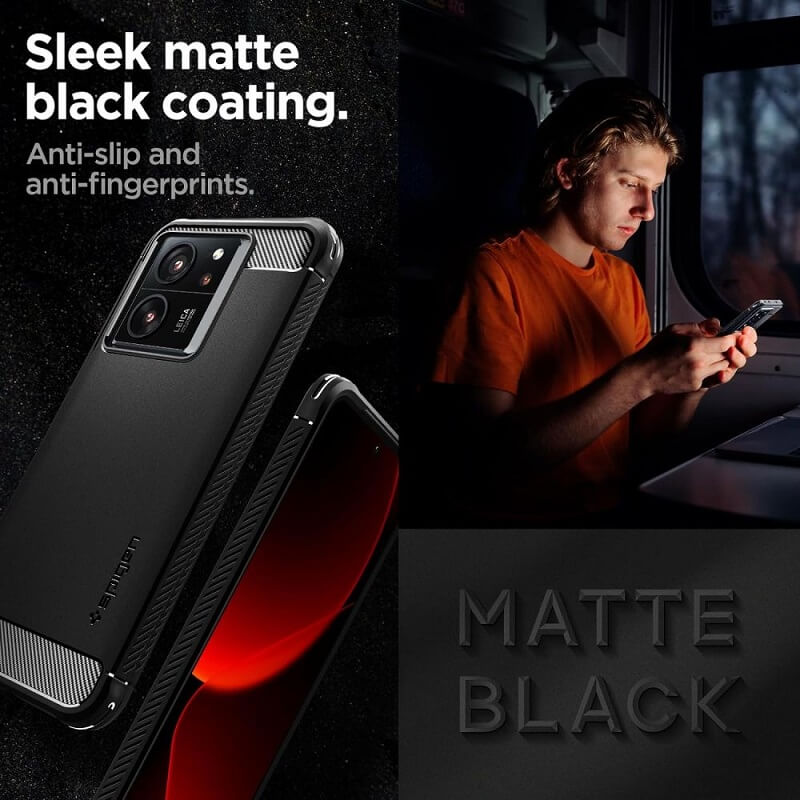 Противоударен Калъф за Xiaomi 13T/ Pro, Spigen Rugged Armor Case, Черен (7)