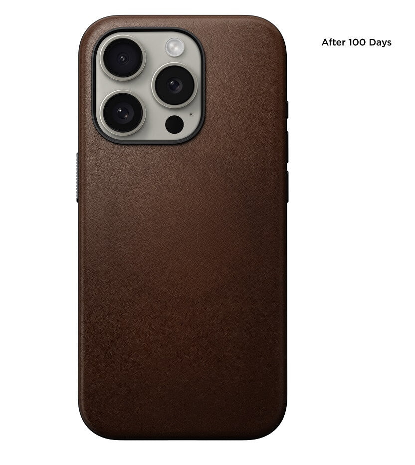 Magsafe Калъф от Естествена Кожа за iPhone 15 Pro, Nomad Modern Leather Case, Кафяв (4)