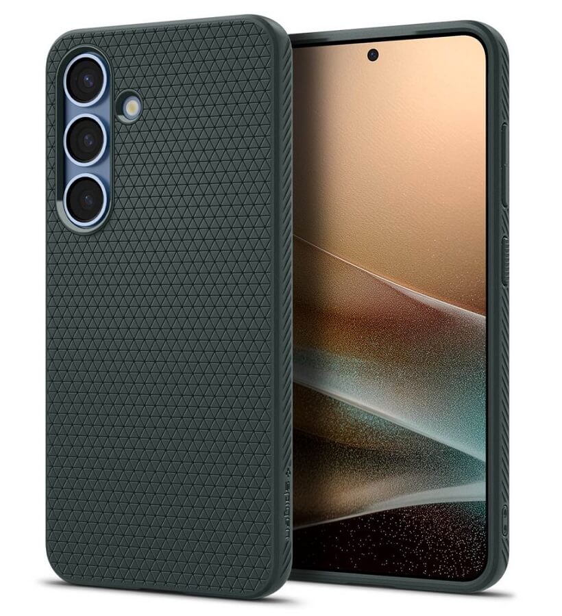 Противоударен Силиконов Калъф за Samsung S25, Spigen Liquid Air Case, Зелен
