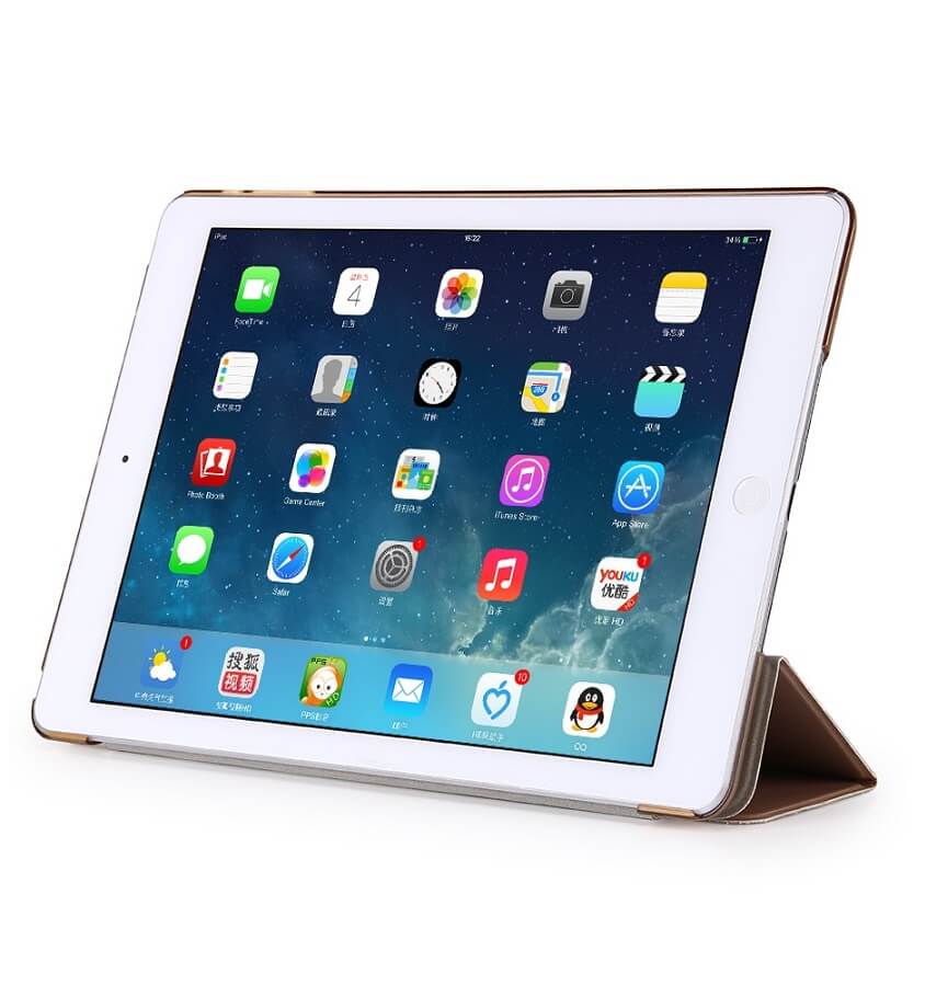 Защитен Калъф за iPad Air/ 6/ 5 9.7", Trifold Leather Case, Златист (2)