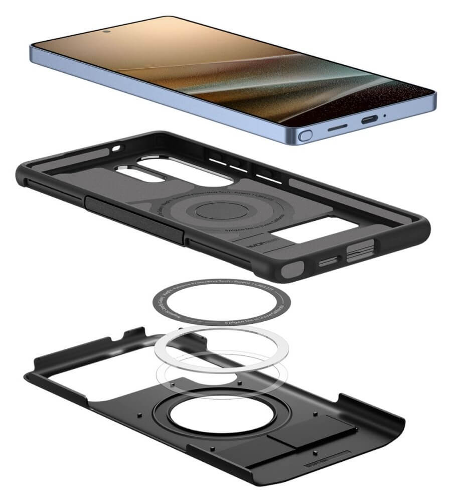 Magsafe Калъф за Samsung S25 Ultra, Spigen Slim Armor Mag Case, Черен (4)