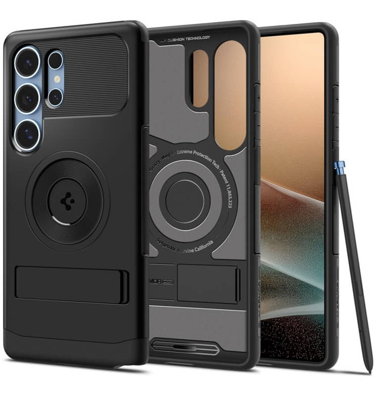 Magsafe Калъф за Samsung S25 Ultra, Spigen Slim Armor Mag Case, Черен (3)