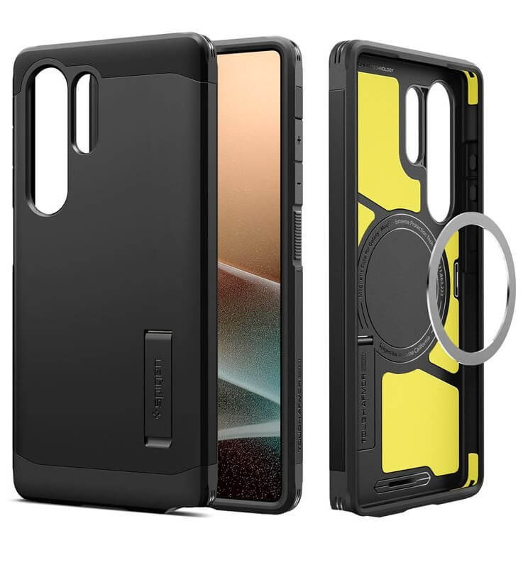 Magsafe Противоударен Калъф за Samsung S25 Ultra, Spigen Tough Armor Case, Черен
