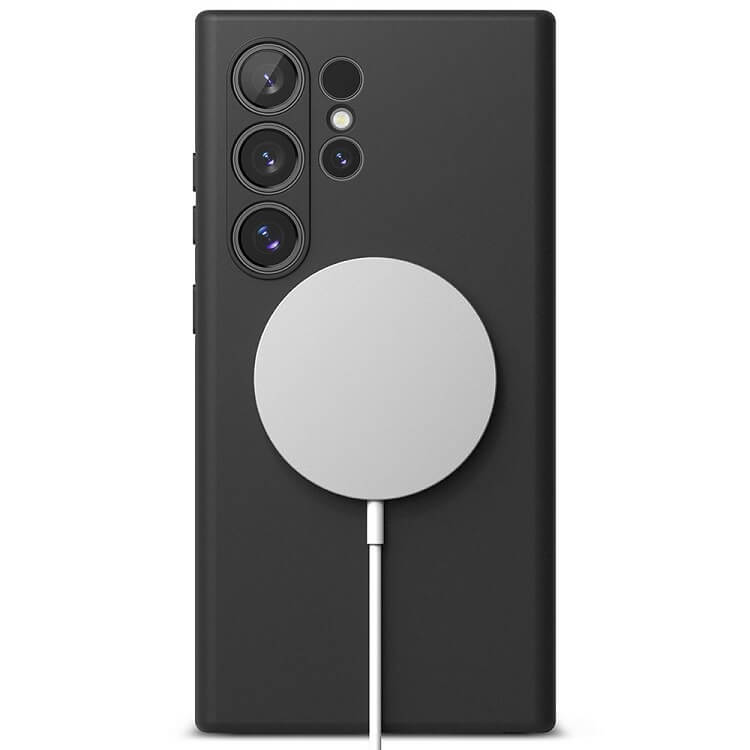 Magsafe Калъф за Samsung S25 Ultra, Ringke Silicone Magnetic Case, Черен (4)