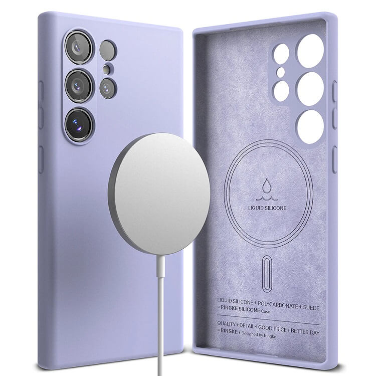 Magsafe Калъф за Samsung S25 Ultra, Ringke Silicone Magnetic Case, Лилав