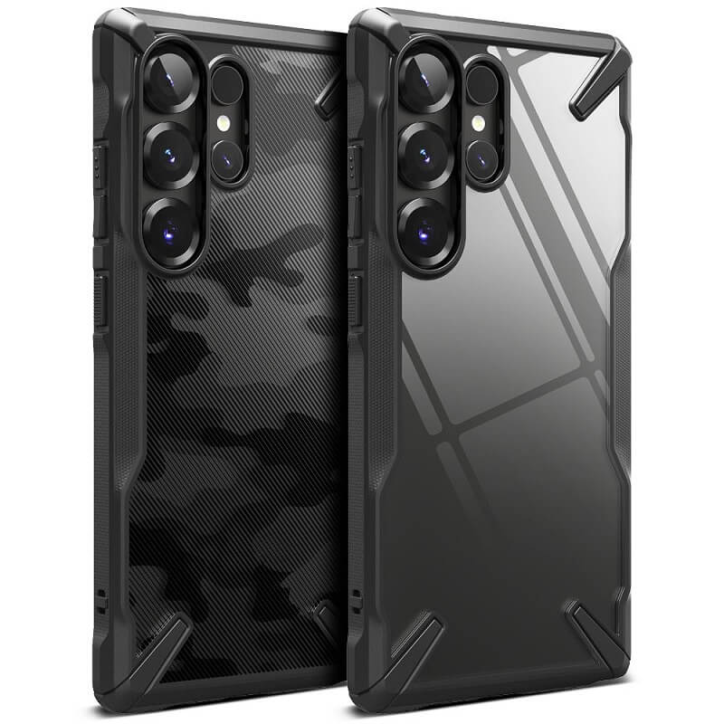 Противоударен Хибриден Калъф за Samsung S25 Ultra, Ringke Fusion X Camouflage Case, Черен (3)