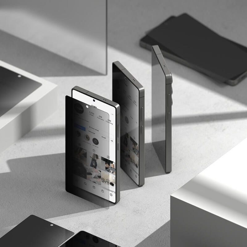 Затъмняващ Протектор за Samsung S25 Ultra, Ringke Privacy Easy Slide Glass 2бр., Черен (6)