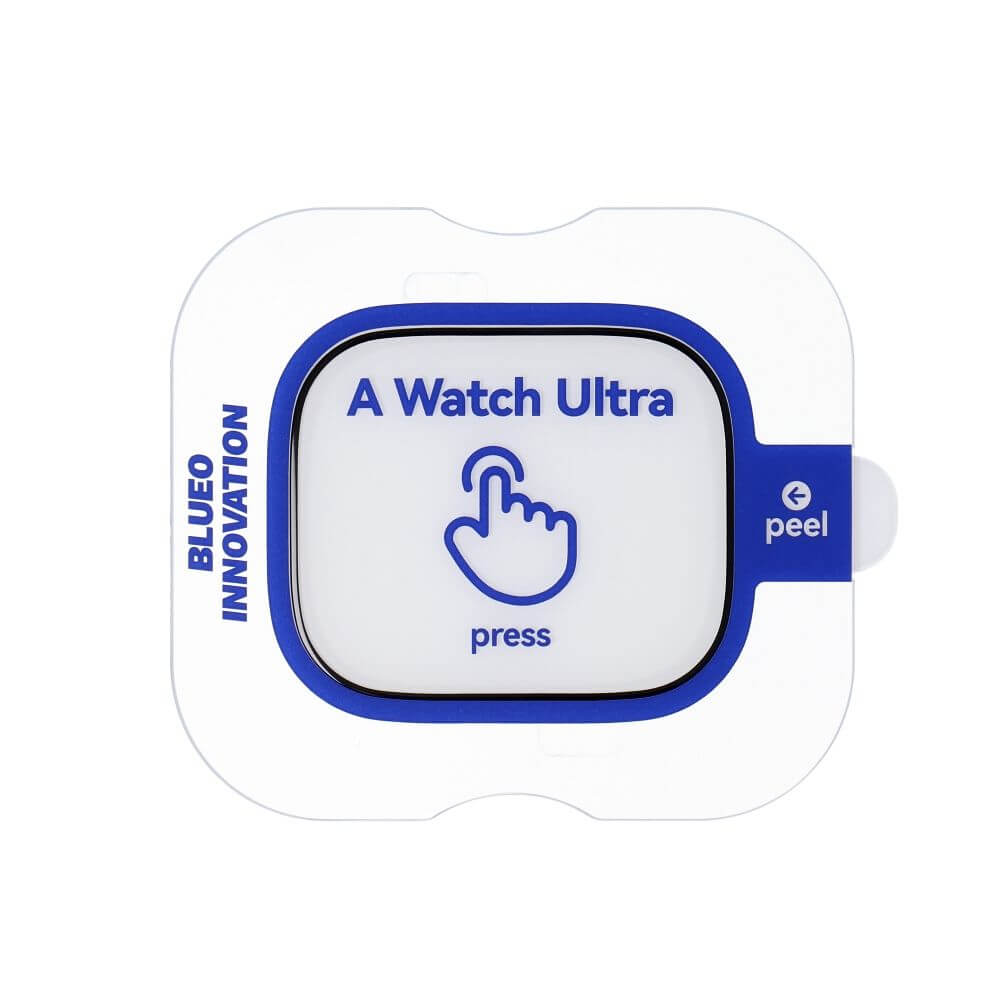 Стъклен Протектор за Apple Watch 45mm, Blueo 5D Glass, Черен (4)