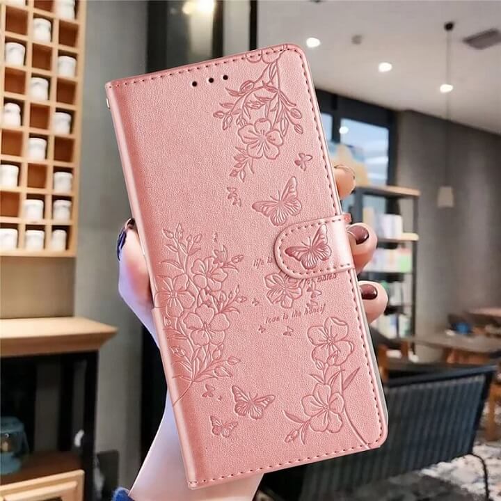 Кожен Калъф с Джобове за Honor 400 Lite, Butterfly Wallet Book Case, Розов (6)
