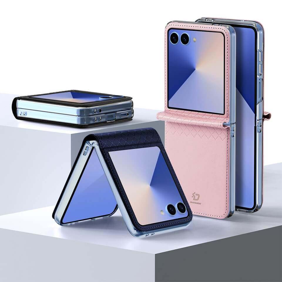 Кожен Калъф Samsung Z Flip 7, Dux Ducis Bril Case, Розов (2)