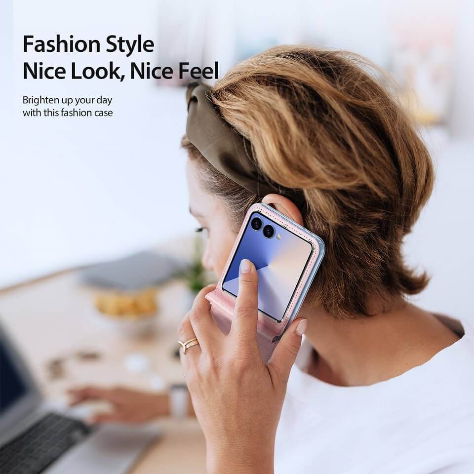 Кожен Калъф Samsung Z Flip 7, Dux Ducis Bril Case, Розов (5)