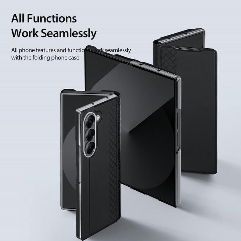 Кожен Калъф за Samsung Z Fold 7, Dux Ducis Bril Case, Черен (5)