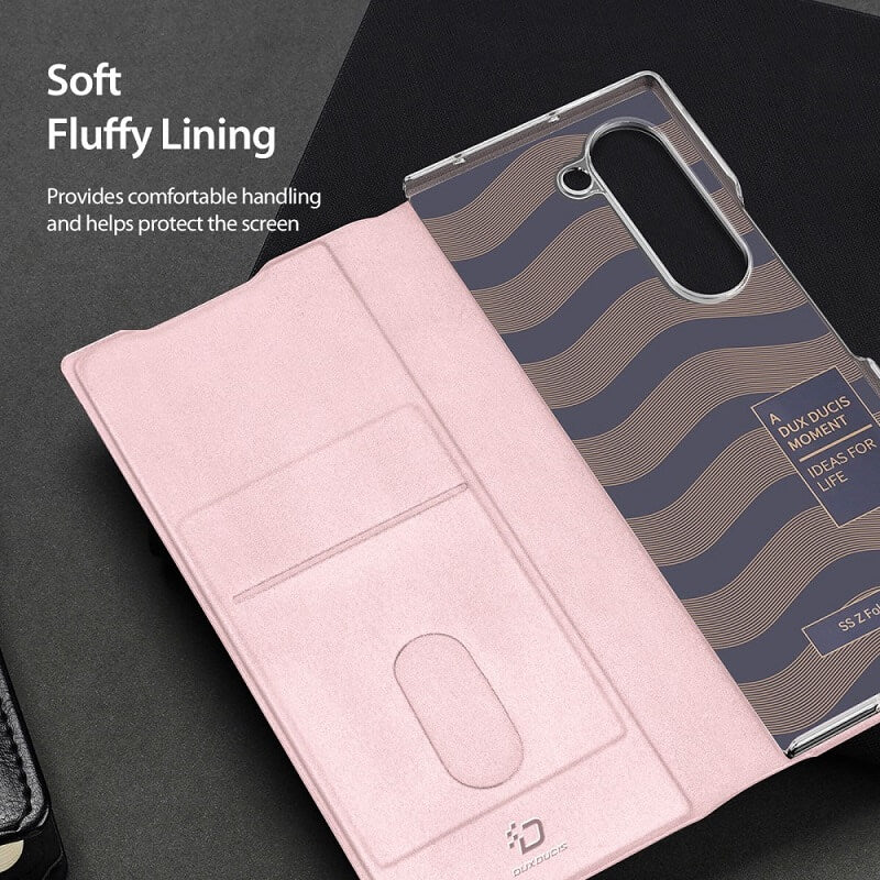 Кожен Калъф за Samsung Z Fold 7, Dux Ducis Bril Case, Розов (9)