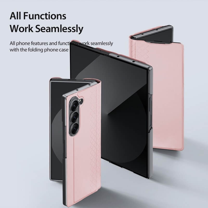 Кожен Калъф за Samsung Z Fold 7, Dux Ducis Bril Case, Розов (5)