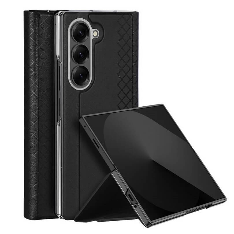 Кожен Калъф за Samsung Z Fold 7, Dux Ducis Bril Case, Черен (2)