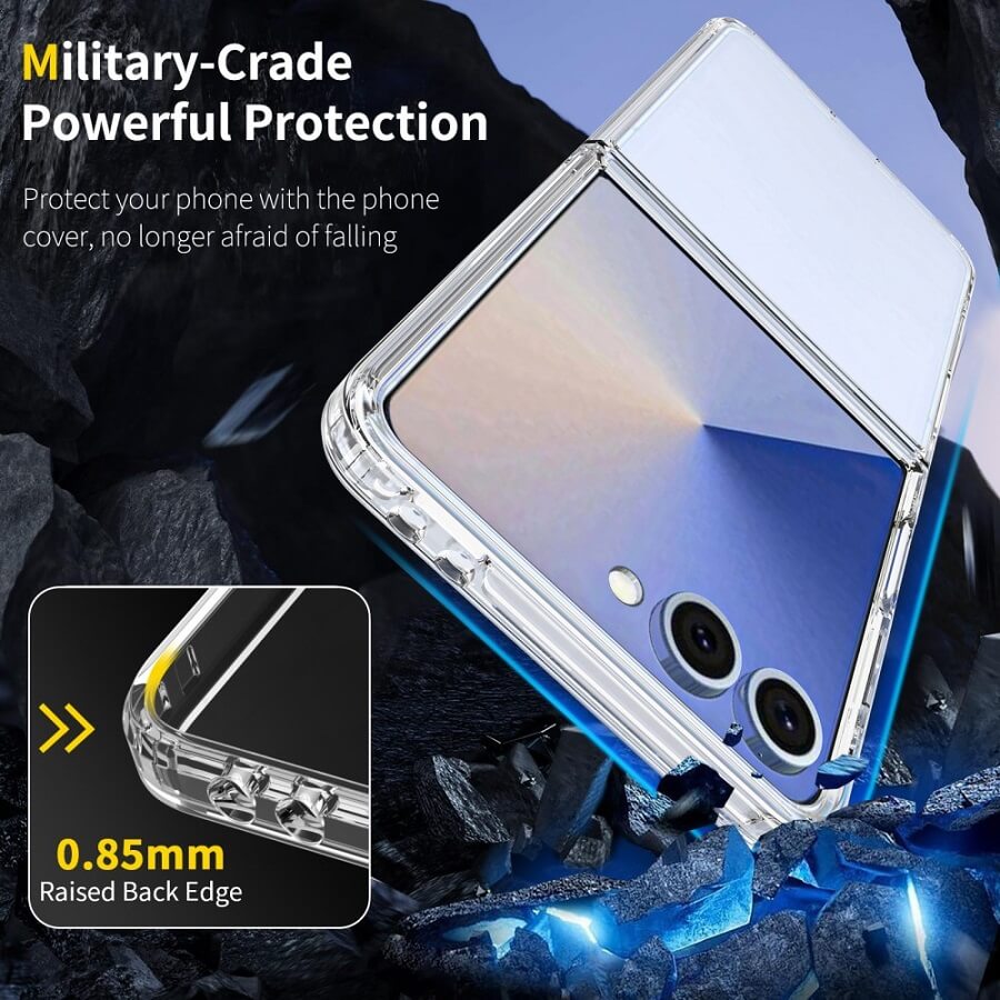Хибриден Калъф за Samsung Z Flip 7, Acrylic Clear Case, Прозрачен (4)