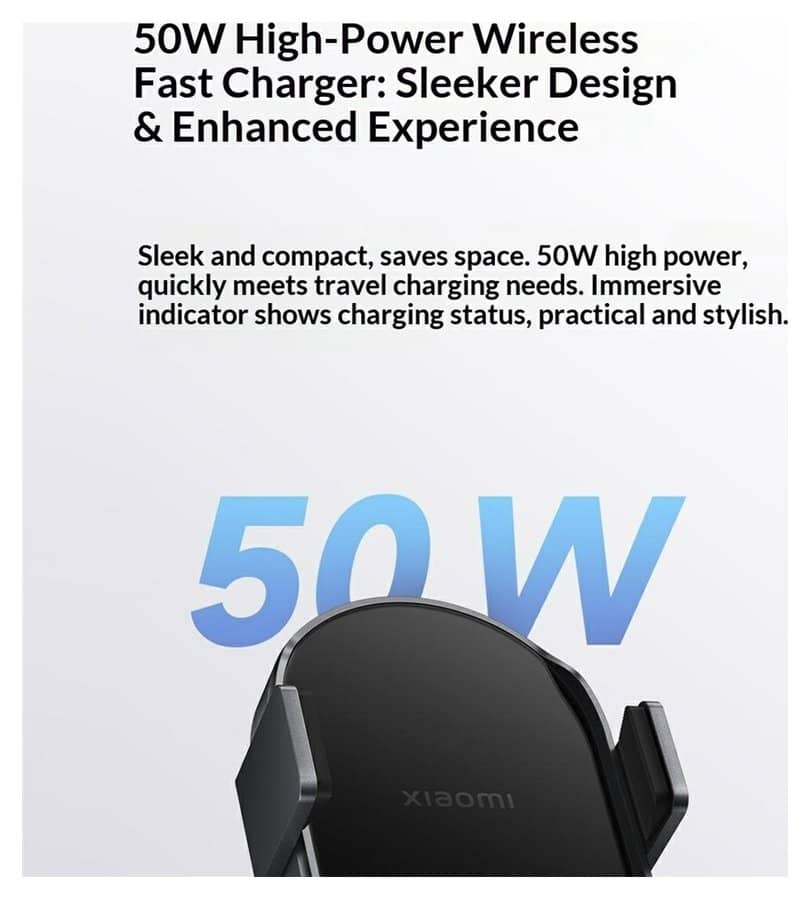 Безжично Зарядно за Кола, Xiaomi Car Wireless Charger 50W, Черен (3)
