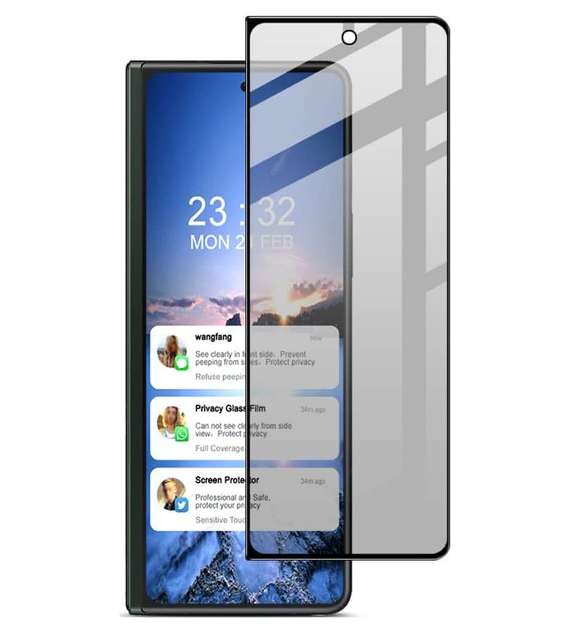Затъмняващ Протектор за Samsung Z Fold 5, Imak Privacy Anti-Spy Glass, Черен (8)
