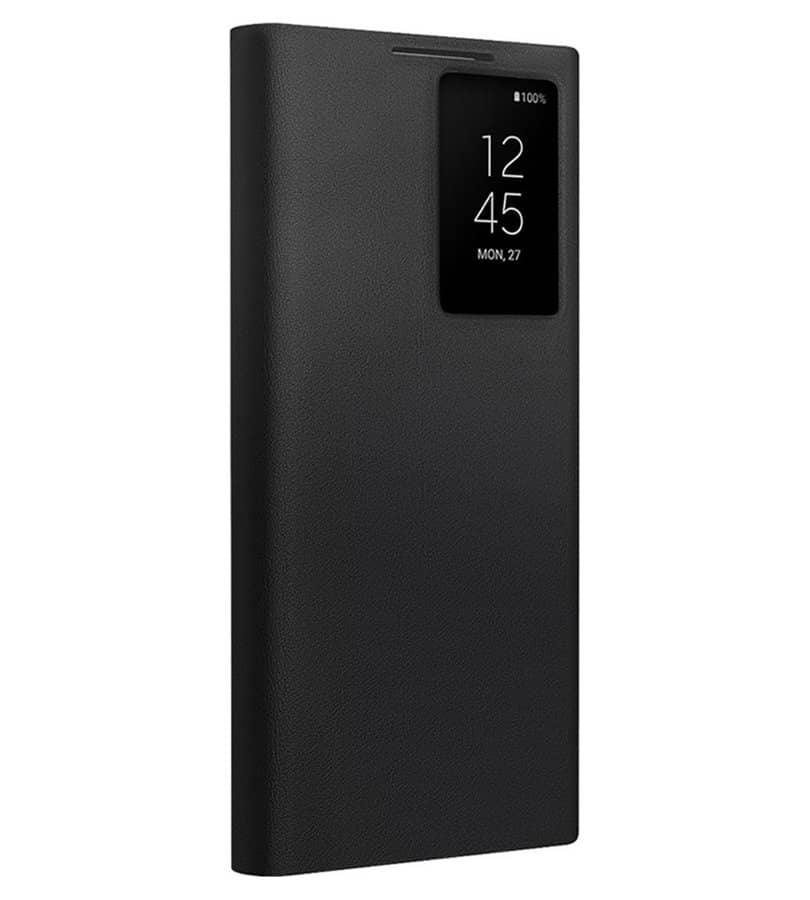 Активен Кожен Калъф за Samsung S24 Ultra, Qialino Smart View Book Case, Черен (4)