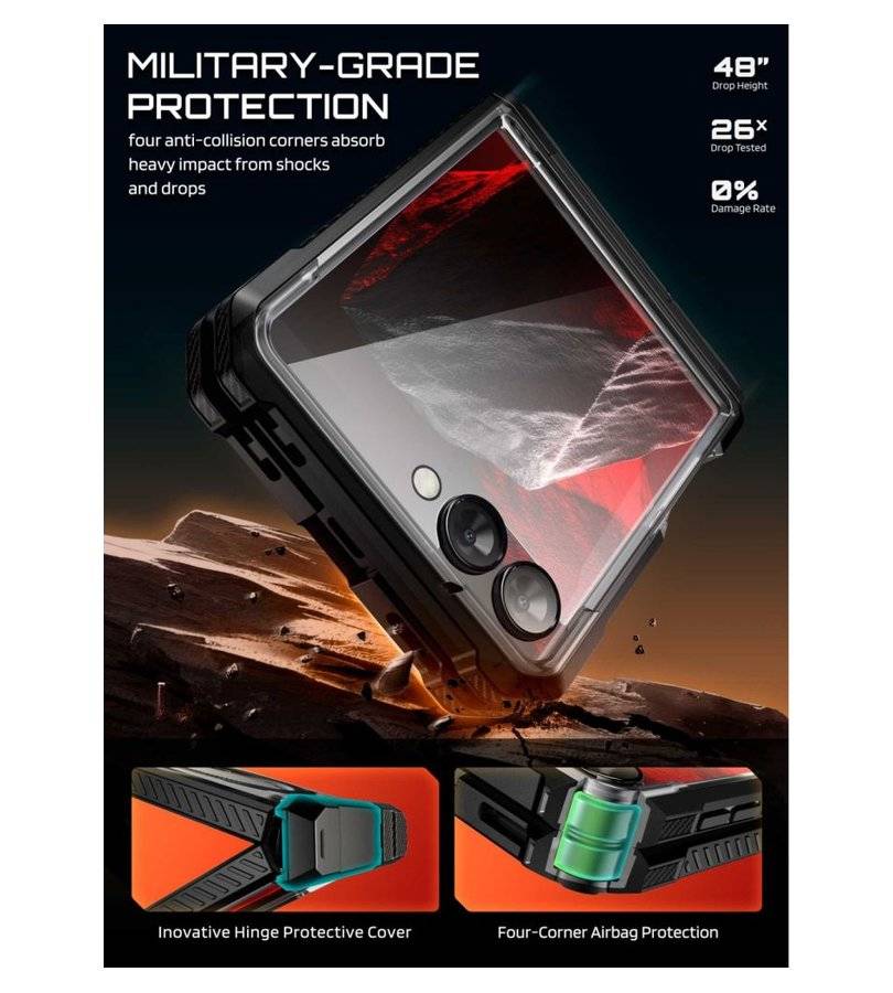 Magsafe Противоударен Калъф за Samsung Z Flip 8, Supcase UB Grip Mag Case, Черен (4)