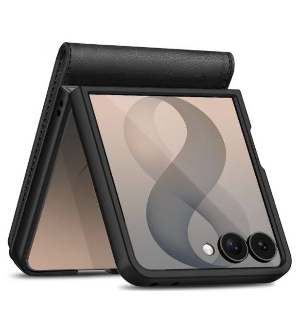 Кожен Калъф за Samsung Z Flip 8, Tech-Protect Wallet Book Case, Черен (5)