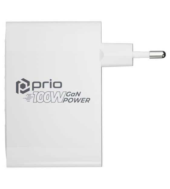 Зарядно с USB-A/USB-C x3, Prio GaN PD PPS Charger 100W, Бял (3)