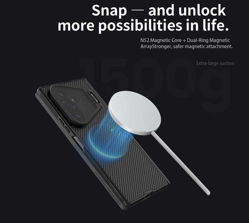 Magsafe калъф за Samsung Z Fold 8 Ultra, Nillkin Clear CamShield Prop Mag Case, Черен (6)