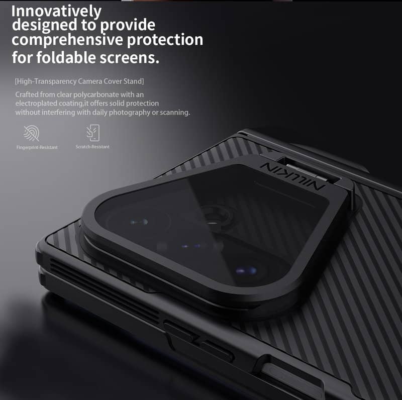 Magsafe Калъф за Samsung Z Fold 8 Ultra, Nillkin Clear CamShield Prop Mag Pen Case, Черен (12)