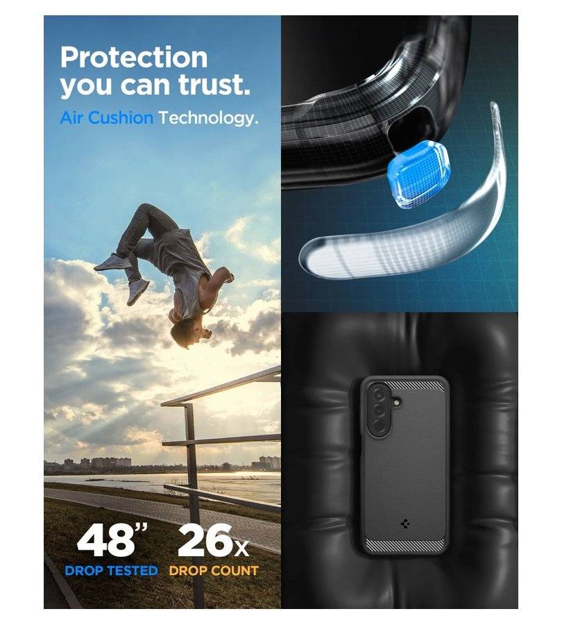 Противоударен Калъф за Samsung A37, Spigen Rugged Armor Case, Черен (7)