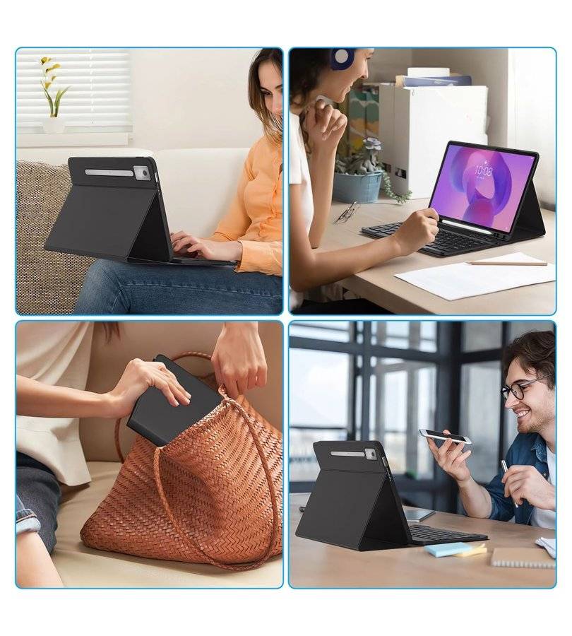 Калъф с Клавиатура за Lenovo Idea Tab Pro/ MT 12.7 TB-373, Tech-Protect SC Pen Keyboard Case, Черен (9)