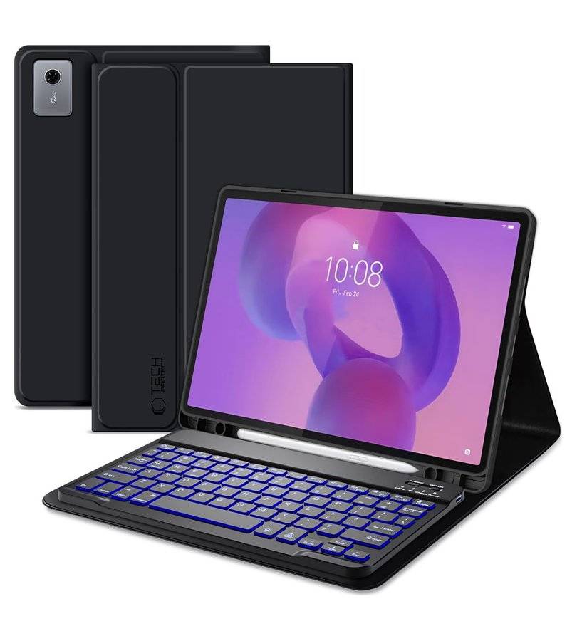 Калъф с Клавиатура за Lenovo Idea Tab Plus 12.1 TB-361, Tech-Protect SC Pen Keyboard Case, Черен