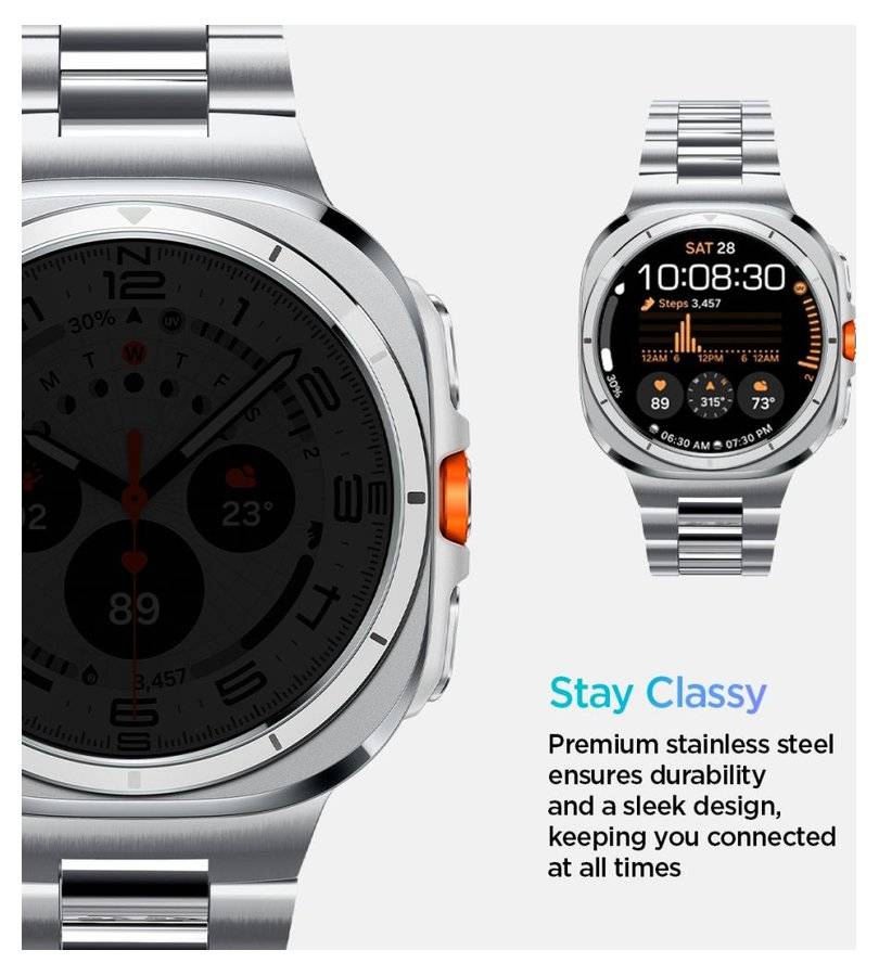Метална Каишка за Samsung Watch Ultra 1/2 47mm, Spigen Modern Fit Band, Сребрист (10)