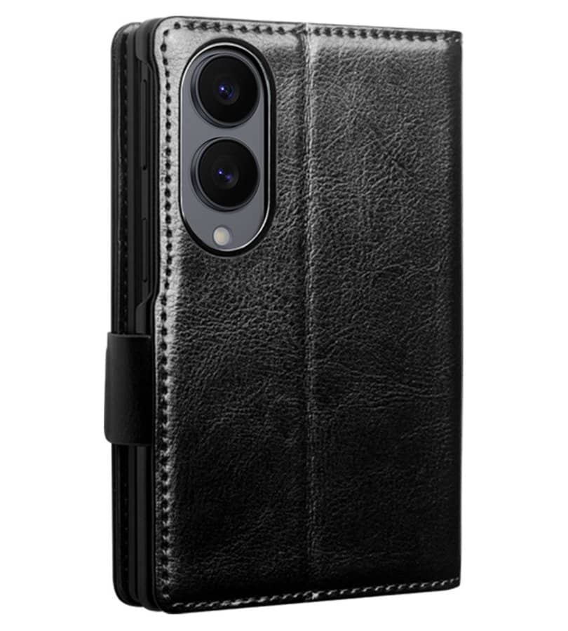Кожен Калъф за Samsung Z Fold 8, Qialino Leather Book Case, Черен (6)