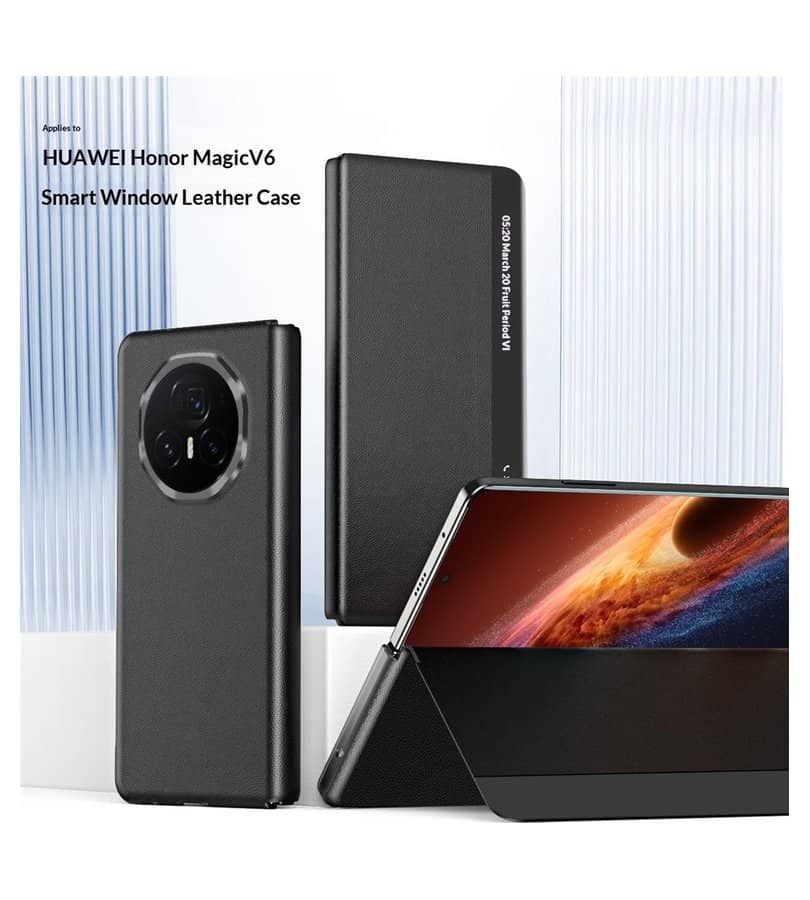 Активен Калъф за Honor Magic V6, Smart Book Case, Черен (3)
