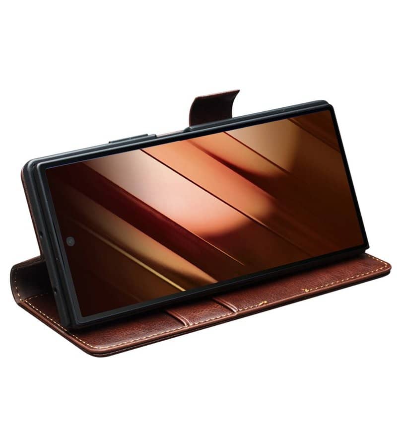 Кожен Калъф за Samsung Z Fold 7, Qialino Book Case, Кафяв (10)
