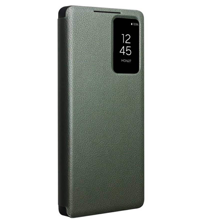 Активен Кожен Калъф за Samsung S25 Ultra, Qialino Smart View Book Case, Зелен (17)