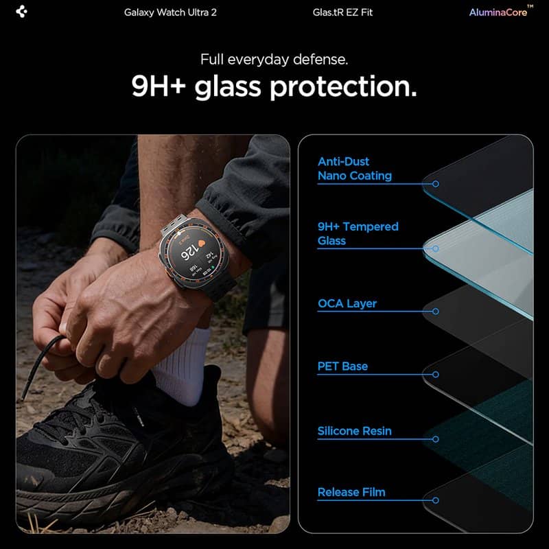 Стъклен Протектор за Samsung Watch Ultra 2 47mm, Spigen Glas.tR EZ Fit 2бр., Прозрачен (6)
