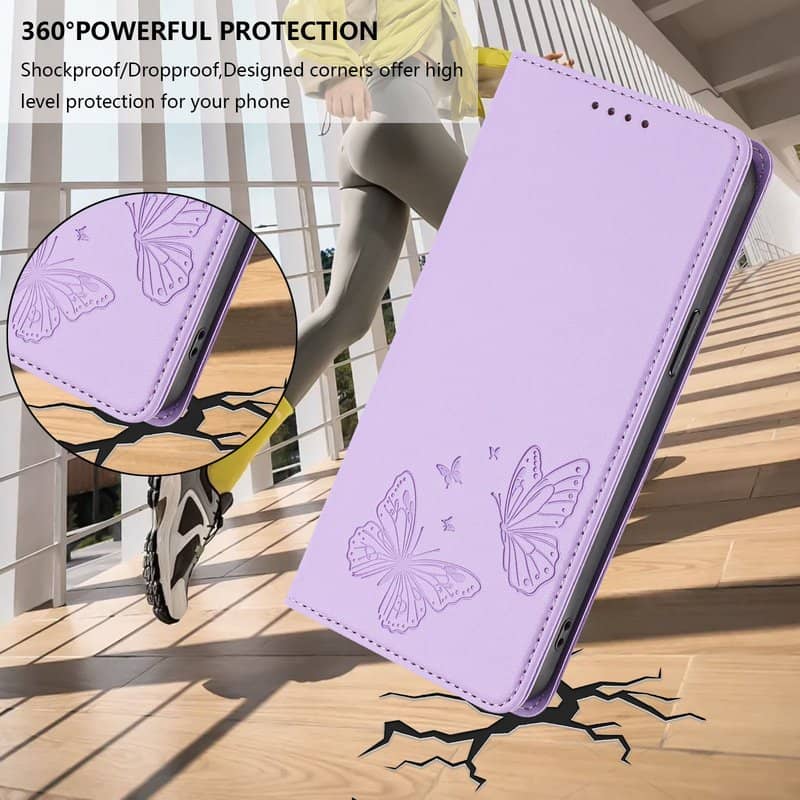 Кожен Kалъф с Джобове за Xiaomi 17T, GKK RFID Wallet Book Case, Лилав (3)