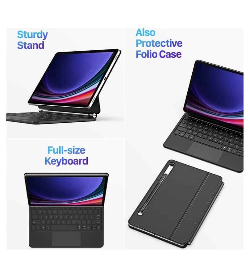 Калъф с Клавиатура и Тъчпад за Samsung Tab S10 Lite/ S10 FE/ S9 FE/ S9, Dux Ducis Magnetic Keyboard Case, Черен (25)