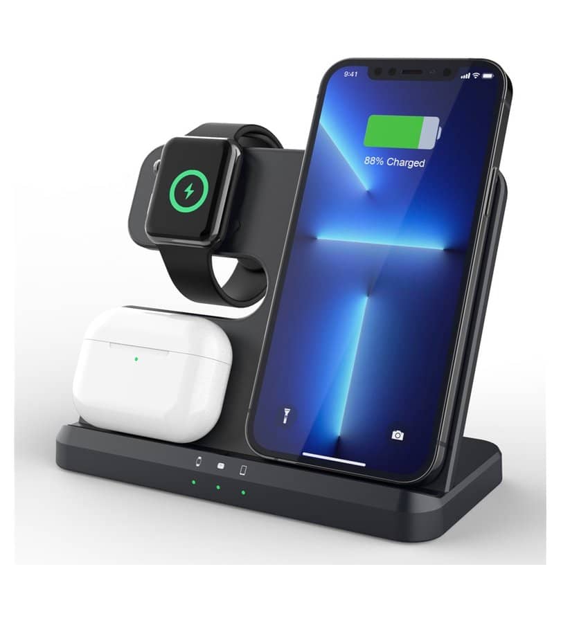 Безжично Зарядно за Samsung, GKK 3in1 Charging Station 15W, Черен (6)