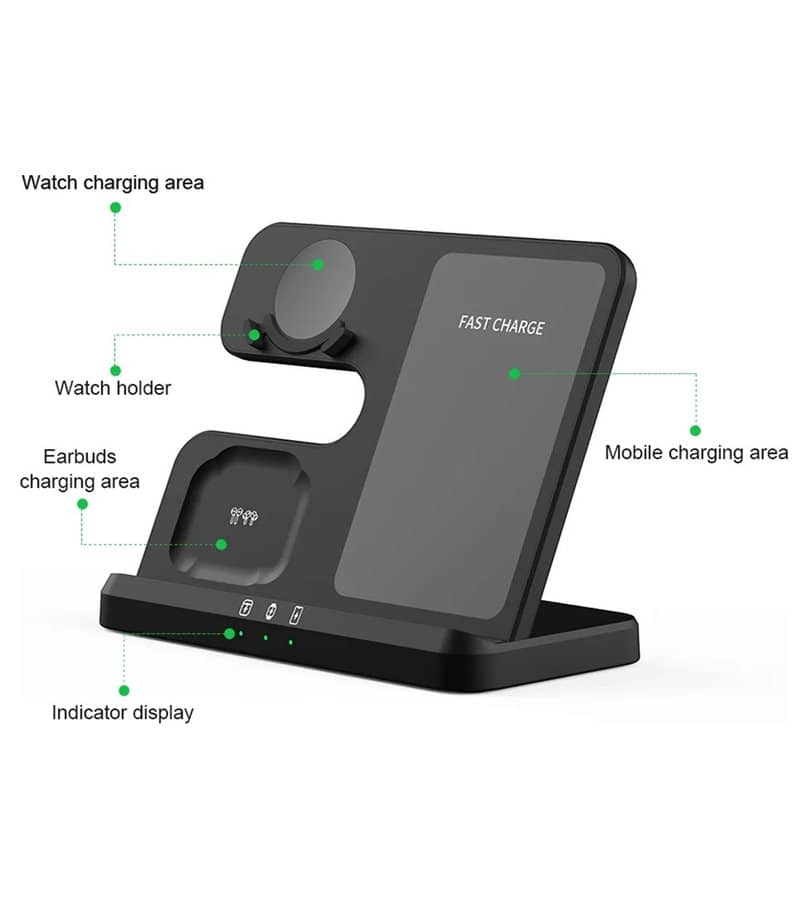 Безжично Зарядно за Samsung, GKK 3in1 Charging Station 15W, Черен (13)