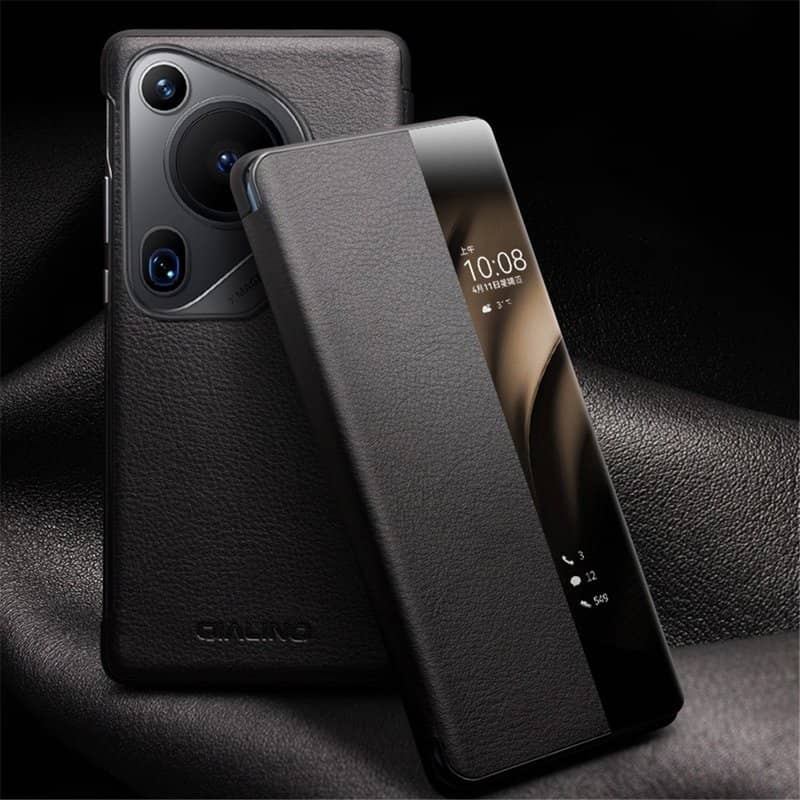Активен Калъф за Huawei Pura 70 Ultra, Qialino Smart Book Case, Черен (10)