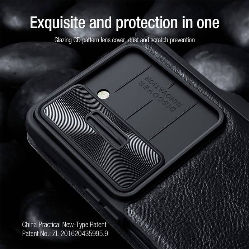 Калъф с S Pen Поставка за Samsung Z Fold 5, Nillkin Qin Pro Leather Case, Черен (12)