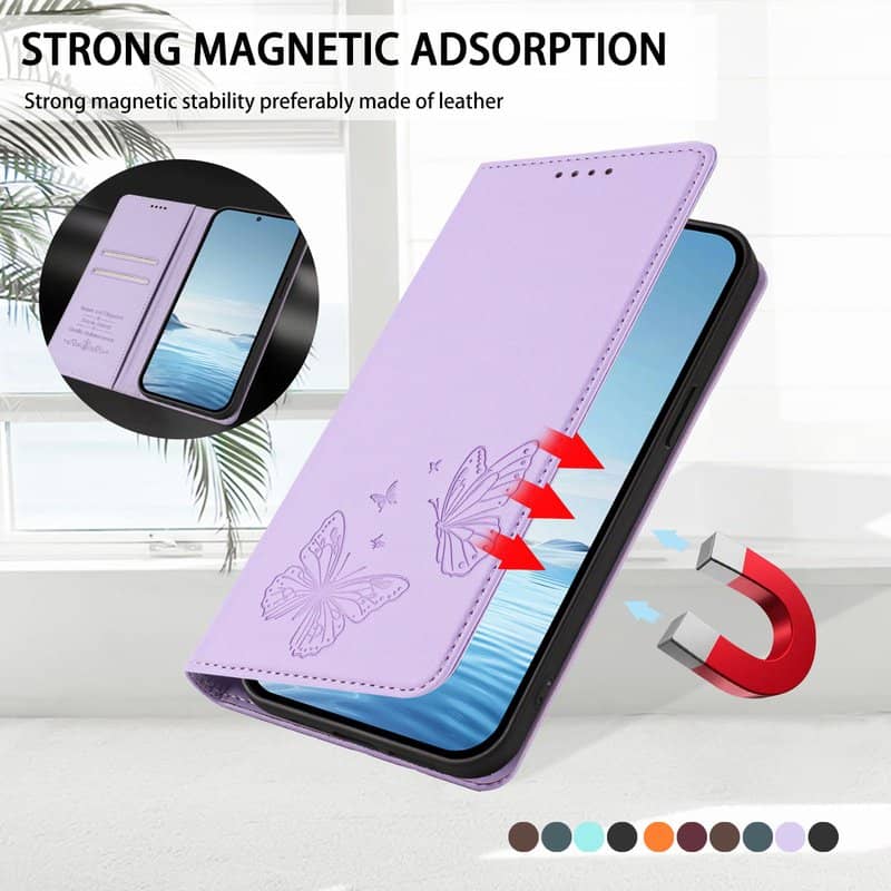 Кожен Kалъф с Джобове за Xiaomi 17T Pro, GKK RFID Wallet Book Case, Лилав (2)