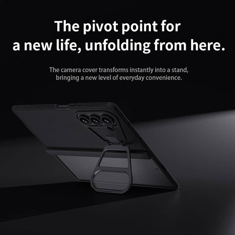 Magsafe Калъф за Samsung Z Fold 7, Nillkin Clear CamShield Prop Magnetic Case, Черен (8)