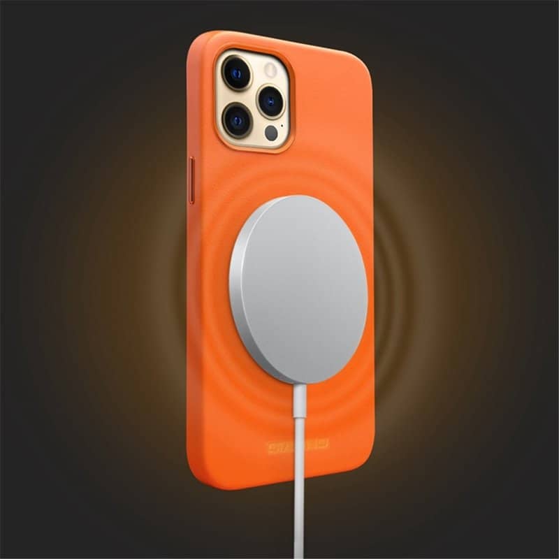 Magsafe Калъф за iPhone 14 Pro, Qialino Leather Case, Син (3)