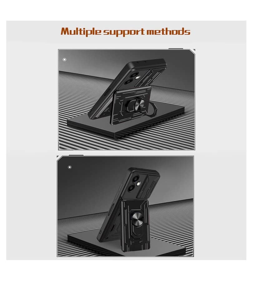 Калъф с Предпазител за Камера и Стойка за Samsung A06, Kickstand Pro Case, Черен (14)