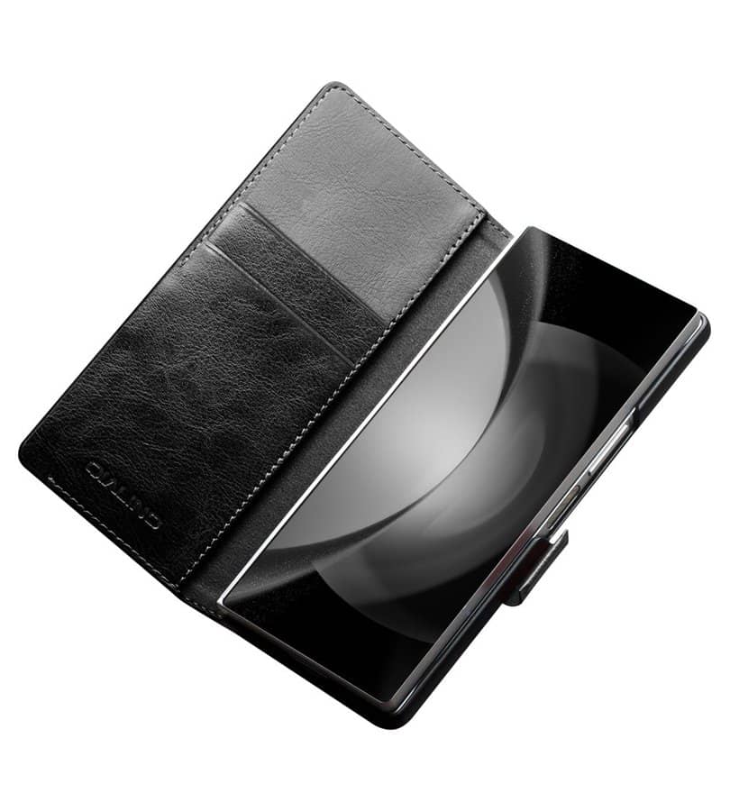 Кожен Калъф за Samsung Z Fold 6, Qialino Book Case, Черен (9)