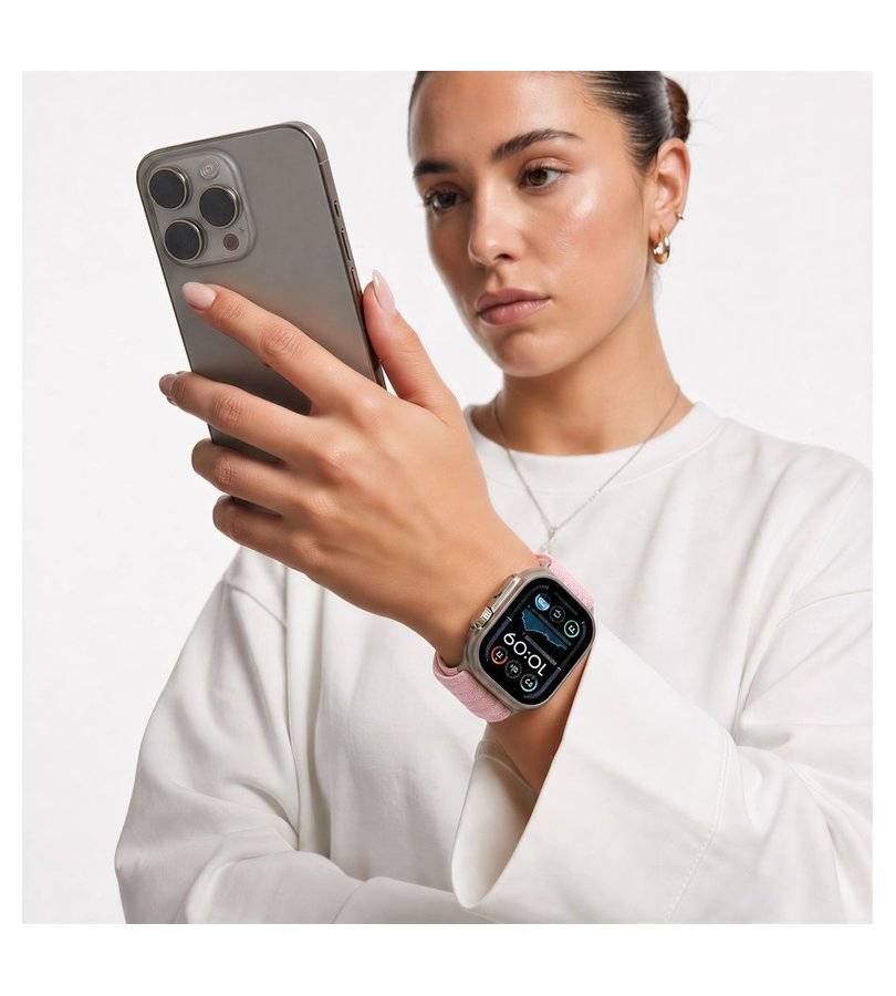 Текстилна Каишка за Apple Watch 44/ 45/ 46/ 49mm, Tech-Protect Nylon Sport Band, Розов (4)