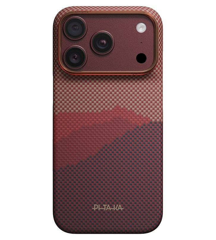 Magsafe Калъф за iPhone 18 Pro/ 17 Pro, Pitaka Edge Case Over the Horizon2.0 Autumn Dusk-03, Червен (2)
